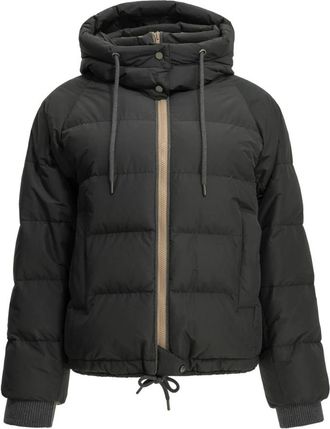 Brunello Cucinelli Taffeta Korte Donsjas - Dames - Gewatteerde jassen - Zwart - M - Katoen - Jassen