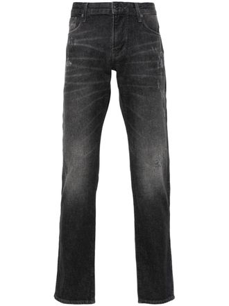 Emporio Armani slim-fit distressed jeans - men - Cotton/Elastane - 38 - Black