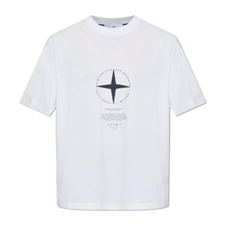 Stone Island T-Shirts, male, White, Size: 2XL T-Shirt With Printed Logo
