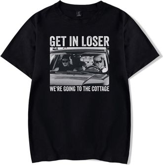 Generic Heated Rivalry T-Shirt Get in Loser Were Going to The Cottage Crewneck Short Sleeve Casual Fashion Tee (Black,4XL)