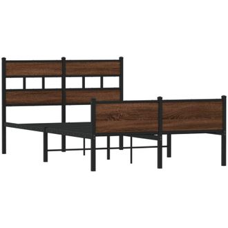 vidaXL Estructura De Cama Sin Colch&oacute;n Madera Marr&oacute;n Roble 120x200 Cm Vidaxl