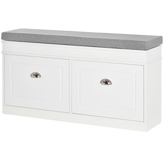 HOMCOM Banco zapatero 104x24x55 cm blanco