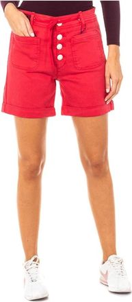 La Martina Rode Shorts met Verstelbare Tailleband en Originele Knopen - Dames - Bermuda - Rood - W26 - Katoen - Korte Broeken