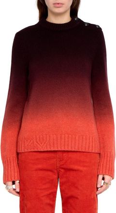 Zadig&Voltaire Malty Dip Dye Cashmere Crewneck Sweater in Tangerine at Nordstrom, Size X-Small