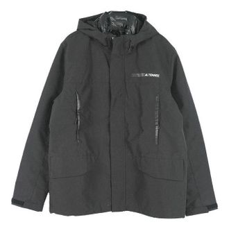 adidas Solid Color Alphabet Short Zipper Hooded Down Jacket Mens Black HG3927