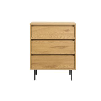 Miliboo Mueble De Ba&ntilde;o Acabado Madera Clara Roble Y Metal Negro L60 Cm Aragon