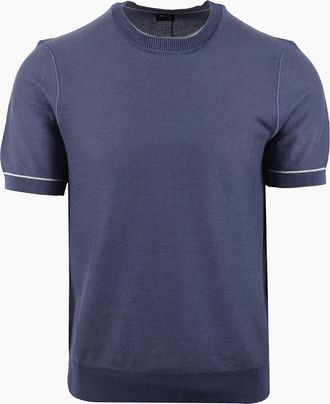 HUGO BOSS Mens Boss Black H NALON KNITTED T-SHIRT OPEN BLUE - Navy - Size: 40