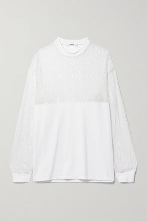 Interior Maglia In Jersey Di Cotone E Pizzo The Bobbi - Bianco