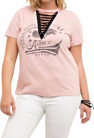Entro Lace Up Graphic Tee In Blush