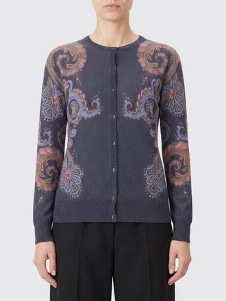 Etro Ethnic Pattern Silk and Cashmere Crewneck Cardigan