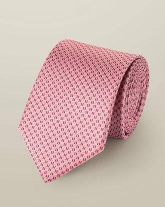 CHARLES TYRWHITT Silk Patterned Tie - Light Pink Size OSFA by Charles Tyrwhitt