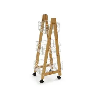 VERSA Carro Bambu 3 Cestas Blanca 35x26x86cm 21810131 Versa