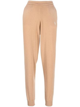 Sporty & Rich logo-embroidered track pants - women - Cashmere - L - Brown