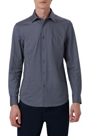 Bugatchi James OoohCotton Dot Print Button-Up Shirt in Navy at Nordstrom, Size Xx-Large