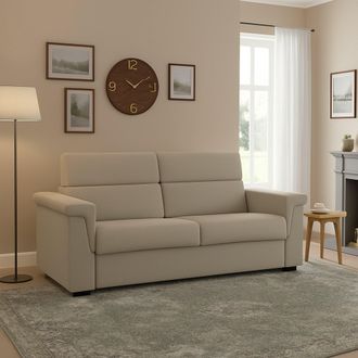 Dmora Sof&aacute; Cama 2 Plazas Tenna, Fundas Desmontables, Almacenamiento Hecho En Italia, Apertura Abatible, 185x95 Cm Beige