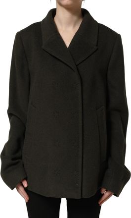 Dolce & Gabbana Womens Dark Green Double Breasted Peacoat Jacket Clothing