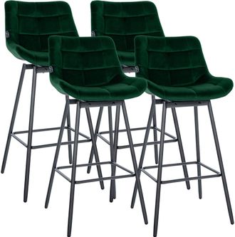 Clp Juego De 4 Taburetes De Bar Weston Giratorios Verde Oscuro Terciopelo