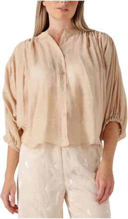 Amaya Amsterdam Beige Juno Blouse voor zonnige dagen - Dames - Overhemden - Beige - XS - Linnen - Overhemden