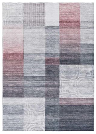 Atticgo Alfombra geom&eacute;trica gris/rosa 140x200 cm