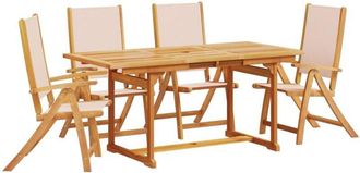 vidaXL vidaXL 5 Piece Garden Dining Set Solid Wood Acacia and Textilene