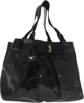 Ferragamo Pre-owned Leren Tote - Dames - Vintage Schoudertas - Zwart - ONE Size - Leer - Vintage