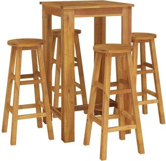 vidaXL Mesa Y Taburetes Altos De Jard&iacute;n 5 Pzas Madera Maciza Acacia Vidaxl