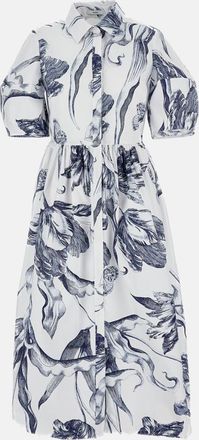 Erdem White Floral Print Shirt Dress