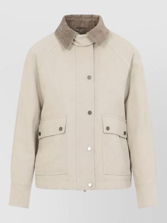Brunello Cucinelli hooded parka coat contrast collar design