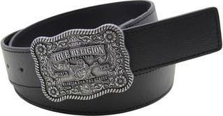 True Religion Delano Plaque Buckle Belt in Black at Nordstrom Rack, Size 34