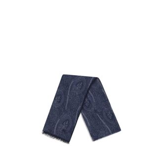 Etro Paisley Modal Scarf - Navy