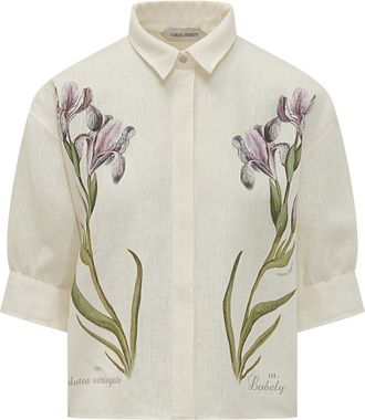 Alberta Ferretti Beige Regular Floral Shirt