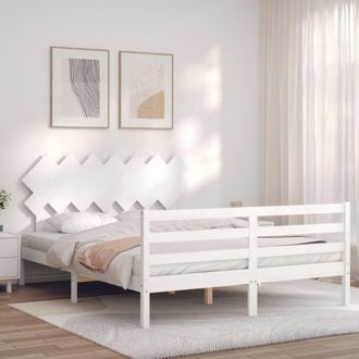 Berkfield Home Bed Frame with Headboard White 140x190 cm Solid Wood