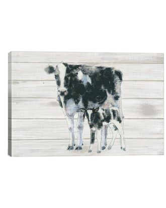 iCanvas Icanvas Icanvas Cow And Calf On Wood By Emily Adams