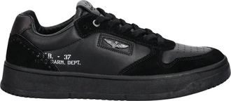 Aeronautica Perforated Panelled Sneakers - Heren - Sneakers - Zwart - 40 EU - Leer - Schoenen