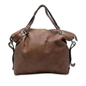 Gucci Tweedehands Grote Leren Bamboe Bar Tas