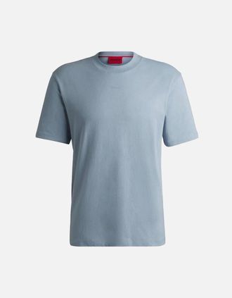 HUGO BOSS Mens HUGO Dapolino Relaxed Fit Cotton T-Shirt, Open Blue - Size: 36