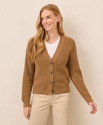 Pact Luxe Knit Cropped Cardigan in Brown Sugar Heather at Nordstrom, Size Medium