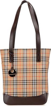 Burberry Borsa tote in tela con motivo Haymarket Check 2000-2017 - Marrone