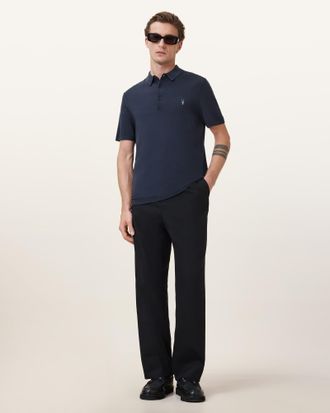 AllSaints Mode Merino Short Sleeve Ramskull Polo Shirt