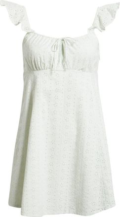 BP. Eyelet Embroidery Flutter Sleeve Minidress in Green Cloud at Nordstrom, Size Xx-Small