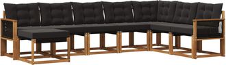 vidaXL Conjunto De Sof&aacute;s De Exterior 8 Uds. Natural Y Negro Vidaxl
