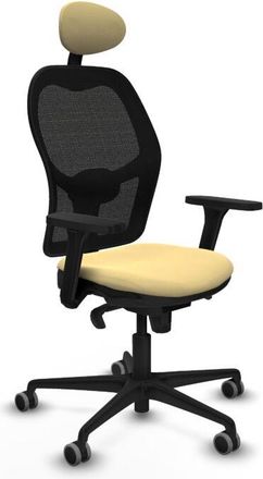 Piqueras y Crespo Piqueras Y Crespo - Jorquera Sincro Malla Negra Similpiel Crema Brazos 3d Base Nailon Cabecero Fijo Ruedas 65mm Engomada