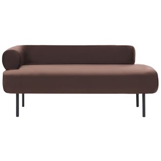 Beliani Chaise Longue Tapizado De Terciopelo Patas De Metal Izquierdo Marr&oacute;n Oscuro Mirmande