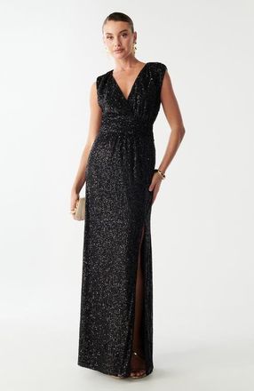 BWLDR Cottier Maxi Dress in Black Sequin at Nordstrom, Size 10