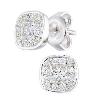 Diamant L'&eacute;ternel Womens 9ct White Gold Earrings With 0.57ct Diamond - One Size