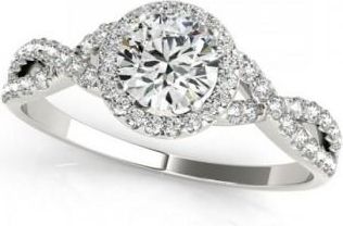 Allurez Twisted Round Lab Moissanite Engagement Ring Palladium (1.50ct)