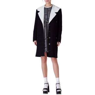 English Factory Sailor Collar Coat in Black/White at Nordstrom, Size Large