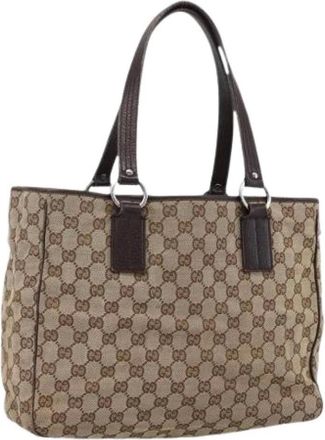 Gucci Pre-owned Tote Bags, female, Beige, Size: ONE SIZE Pre-owned Vintage Canvas Tote Bag