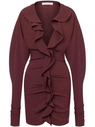 Philosophy di Lorenzo Serafini V-neck ruffled mini dress - Brown