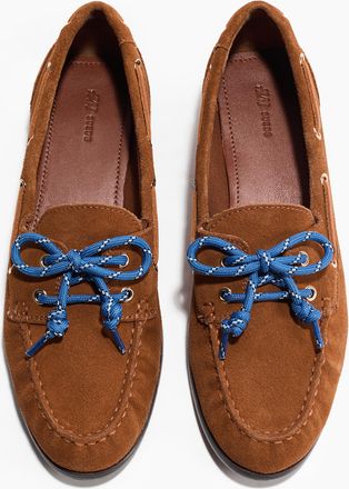 H&M Bootsschuhe aus Leder - Beige